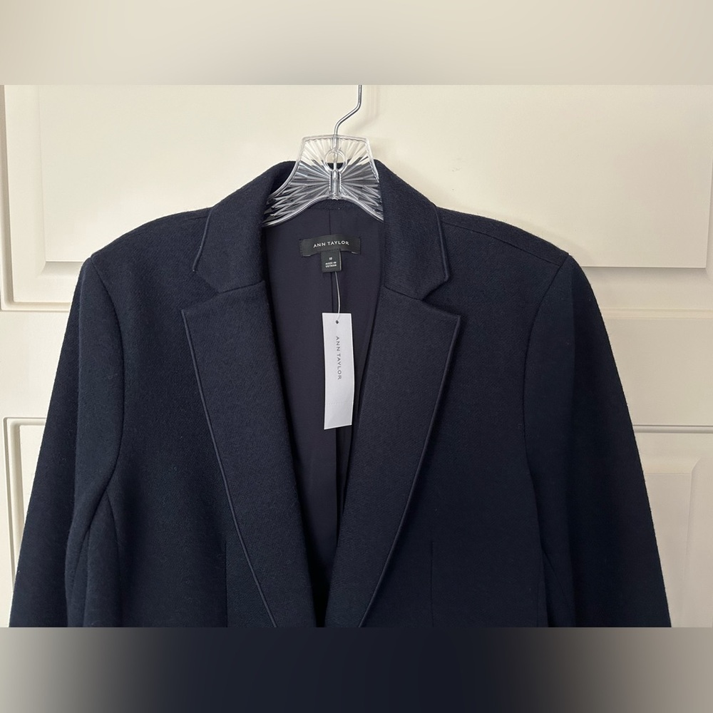 Ann Taylor Navy Blue Wool Blend Blazer NWT - Picture 2 of 9